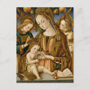 Carte Postale Madonna et l'enfant avec deux anges