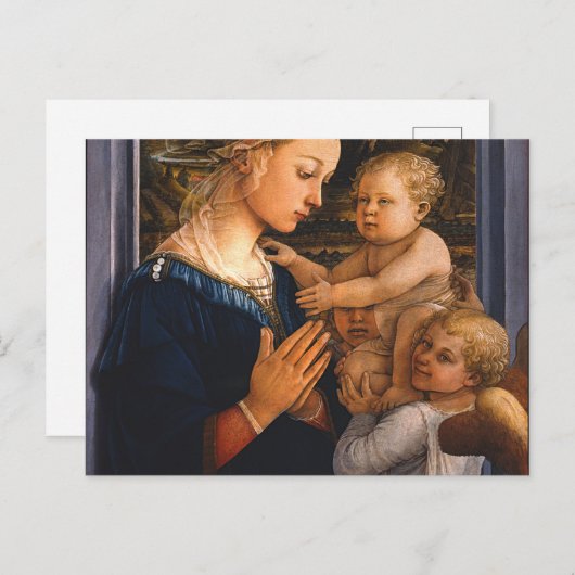 Carte Postale Madonna With Child And Two Angels By Filippo Lippi (Devant / Derrière)