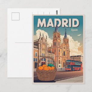 Carte Postale Madrid bus Espagne souvenirs de voyage vintage, ca