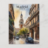 Carte Postale Madrid Espagne Aquarelle Peinture Voyage (Devant)