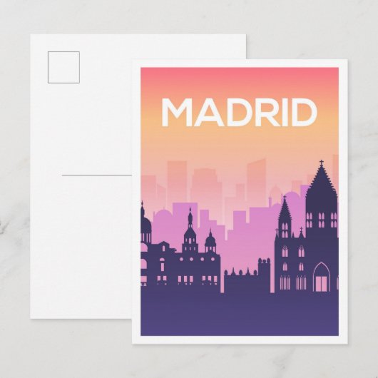 Carte Postale Madrid Espagne Art Travel Illustration (Devant / Derrière)
