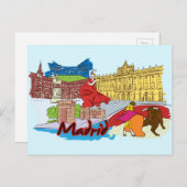 Carte Postale Madrid, Espagne Cité mondiale célèbre (Devant / Derrière)