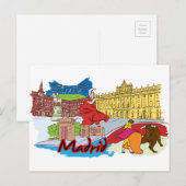 Carte Postale Madrid Espagne Cité mondiale célèbre (Devant / Derrière)