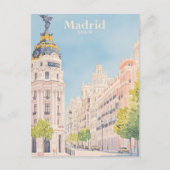 Carte Postale Madrid Espagne Gouache Illustration Voyage (Devant)