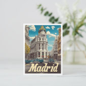 Carte Postale Madrid Espagne Illustration Vintage voyage (Debout devant)