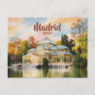 Carte Postale Madrid Espagne Palais de Cristal Aquarelle Voyage