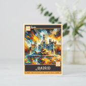 Carte Postale Madrid, Espagne | Peinture Vintage (Debout devant)