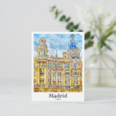 Carte Postale Madrid Espagne Voyage Aquarelle main tiré (Debout devant)