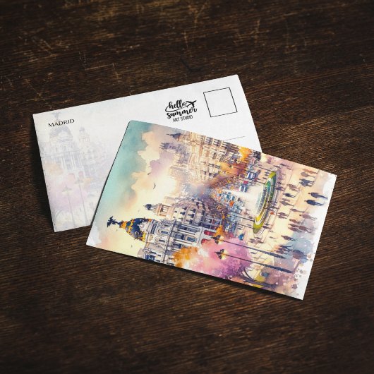 Carte postale Madrid Espagne Watercolor