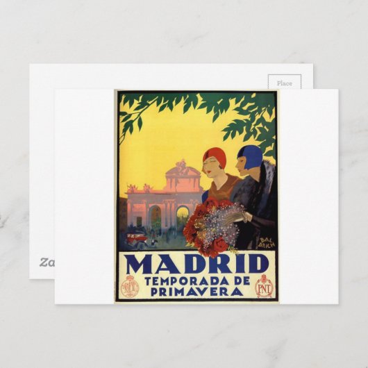 Carte Postale Madrid Temporada de Primavera - Poster d'art Vinta (Devant / Derrière)