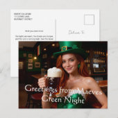 Carte Postale Maeve en corset émeraude Pub irlandais St Patrick' (Devant / Derrière)