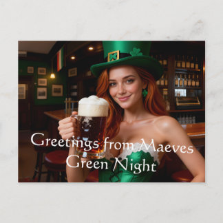 Carte Postale Maeve in Emerald Corset Irish Pub St Patrick's Day