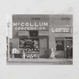 Carte Postale Magasin d'alimentation de petite ville, 1935
