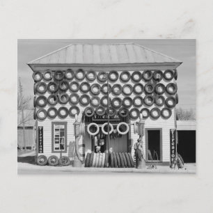 Carte Postale Magasin de pneus Firestone, 1940