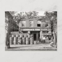 Magasin de pneus vintage, photo noir et blanc