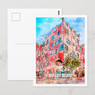 Carte Postale Magdeburg Allemagne Fameux Travel Place aquarelle