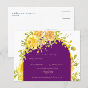 Carte Postale Magenta Yellow Roses Plum Purple Gold Mariage