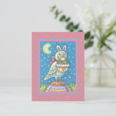 CARTE POSTALE MAGIC BARN OWL AVEC EASTER BUNNY OARS POSTCARTE (Debout devant)