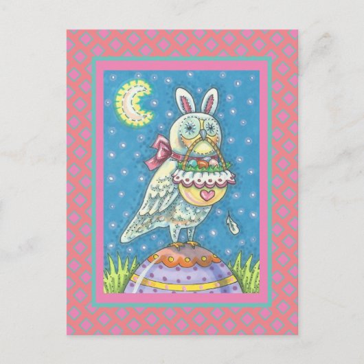 CARTE POSTALE MAGIC BARN OWL AVEC EASTER BUNNY OARS POSTCARTE (Devant)