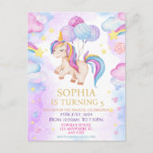 Carte Postale Magic Pastel Unicorn Rainbow Birthday Party (Devant)