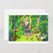 Carte Postale Magic Tea Party imaginaire jardin animaux (Devant / Derrière)