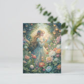 Carte Postale Magical Fairytale Young Woman Lanterns Garden (Debout devant)