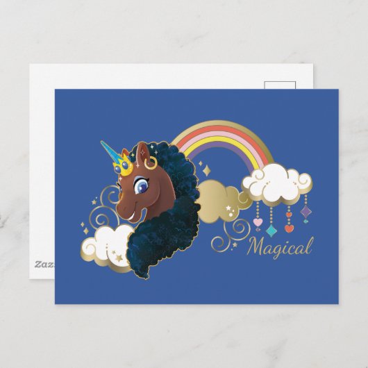 Carte Postale Magical la Licorne Arc-en-ciel & Nuages Design (Devant / Derrière)