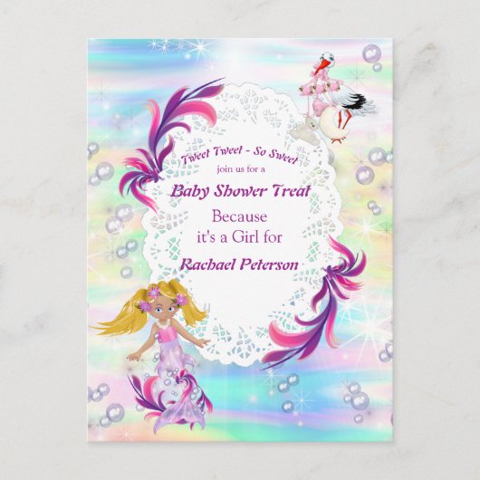 Carte Postale Magical Rainbow Baby Mermaids Fête Douche (Devant)