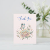 Carte Postale Magical Rose and Butterfly Pastel Colors Thank You (Debout devant)