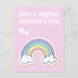 Carte Postale Magical Valentine's Day, Cute Kids Unicorn Rainbow