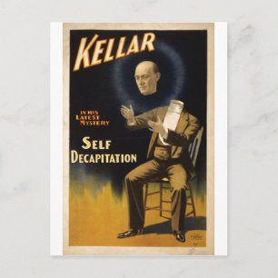 Carte Postale Magicien Harry Kellar - auto-décapitation