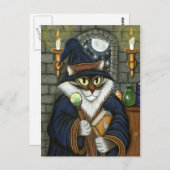 Carte Postale Magicien Merlin Magicien Cat Magic Sorcerer Imagin (Devant / Derrière)