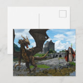 Carte Postale Magicien mystique et paysage du château de Dragon (Devant / Derrière)
