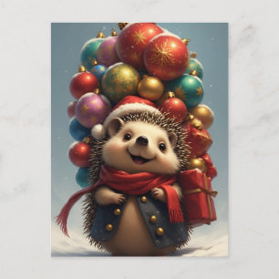 Carte Postale 🎄 Magie adorable de Noël du hérisson ❄️ Hiver