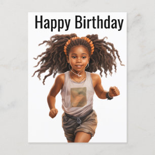 Carte Postale Magie de fille noire Anniversaire Sœur Mélanine Fe
