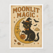 Carte Postale Magie de Halloween Vintage au Clair de Lune (Devant)