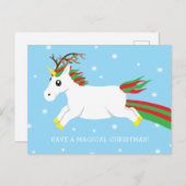 Carte postale magique de vacances de licorne de (Devant / Derrière)