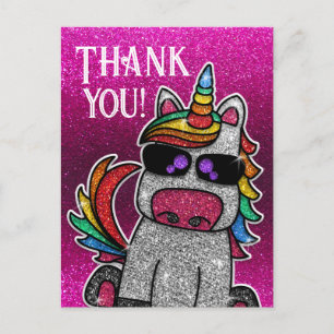 Carte Postale Magique Rainbow Unicorn Parties scintillant Whimsi