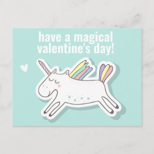 Carte Postale Magique Saint-Valentin - Licorne Enfants Mignon C
