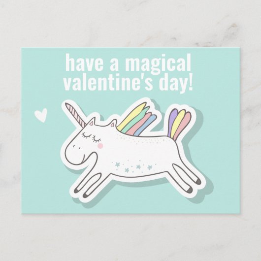 Carte Postale Magique Saint-Valentin - Licorne Enfants Mignon C (Devant)