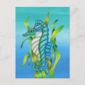 Carte Postale Magique Sea Dragon Horse bleu Vert algues (Devant)
