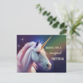 Carte Postale Magique Unicorn fille Anniversaire (Debout devant)