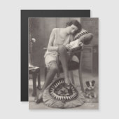 Carte postale magnétique vintage Flapper Girl 1920 (Devant / Derrière)