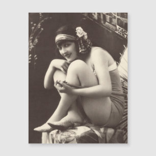 Carte postale magnétique vintage Flapper Girl 1920