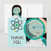 Carte Postale Magnifier la fille de verre scientifique Merci car (Devant / Derrière)