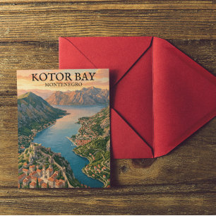 Carte Postale Magnifique baie de Kotor Montenegro Voyage Rétro