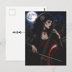 Carte Postale Magnifique Beauté Gothique Jouant du Violoncelle