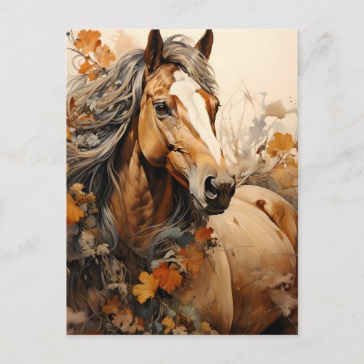 Carte Postale Magnifique Cheval Brown AI Art (Devant)