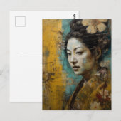Carte Postale Magnifique Collage Japonais Femme (Devant / Derrière)