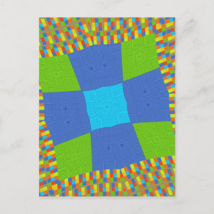 Carte Postale Magnifique conception d'impression d'art vert bleu